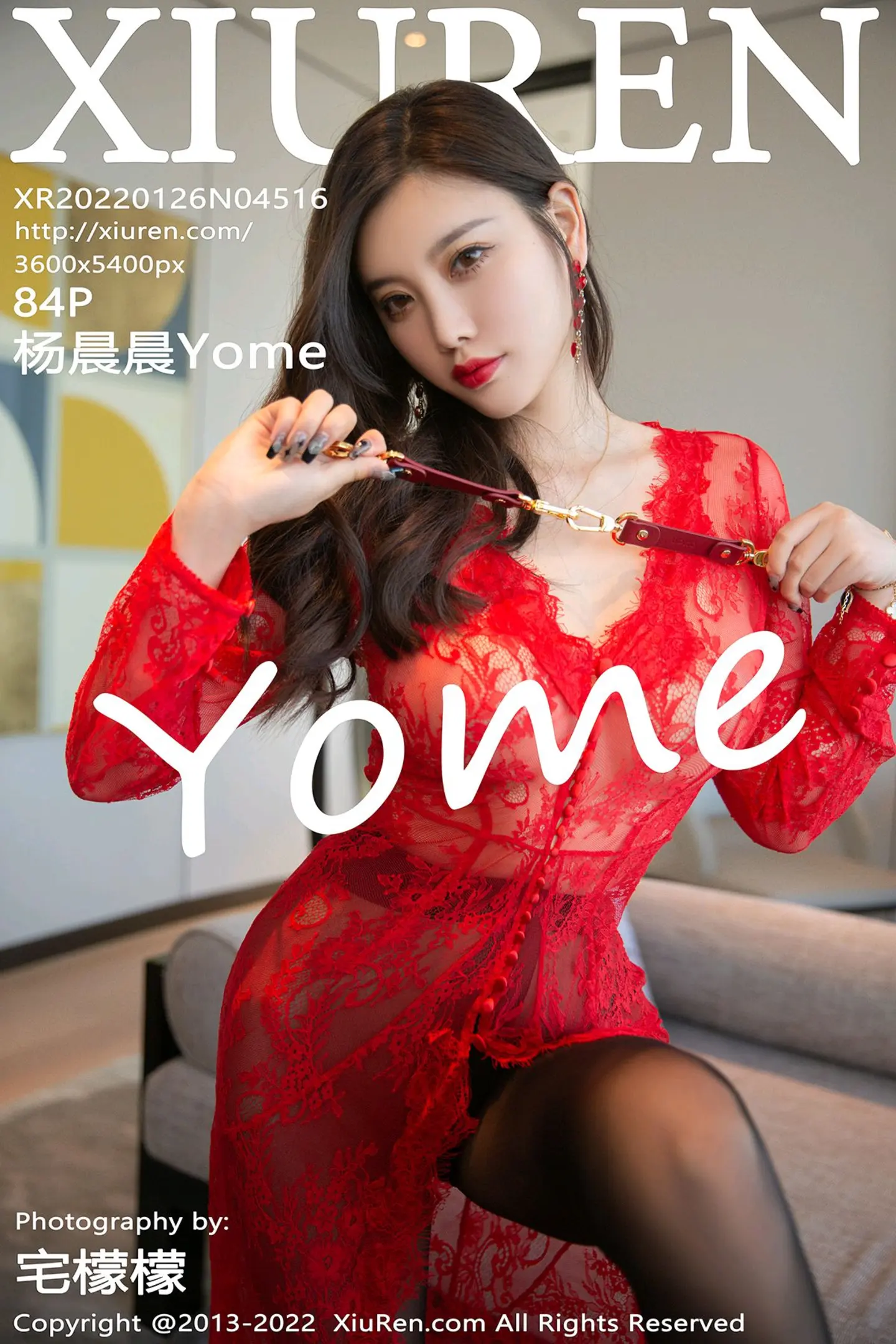 [XiuRen秀人网]VOL.4516 女神杨晨晨Yome新婚之夜主题红色婚纱配黑丝裤袜极致魅惑写真84P-秀人网官方网站